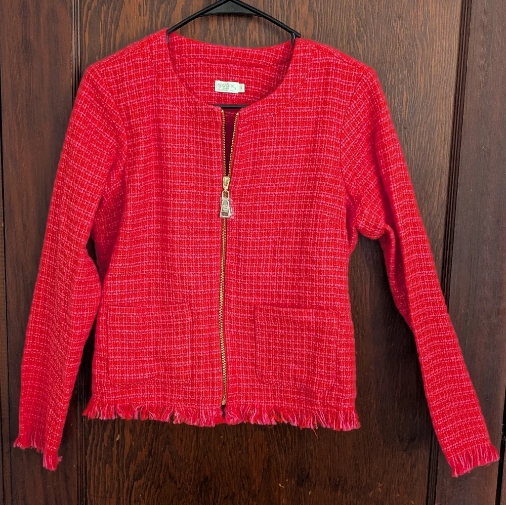 Spartina 449 Tweed Red and Pink Jacket Size Small